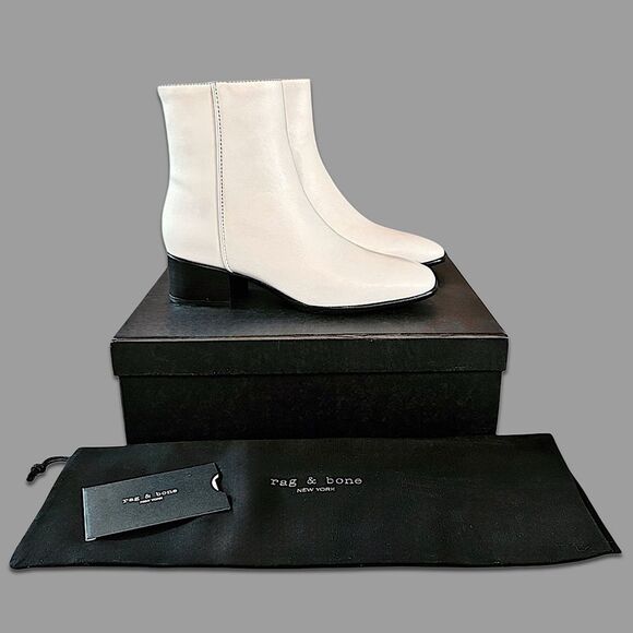 Rag & Bone Aslen Mid Leather Chelsea Boot Antique White - Picture 3 of 16